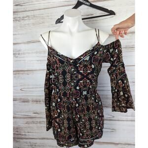 Kendall + Kylie Off the Shoulder Paisley Print Romper Sz Small